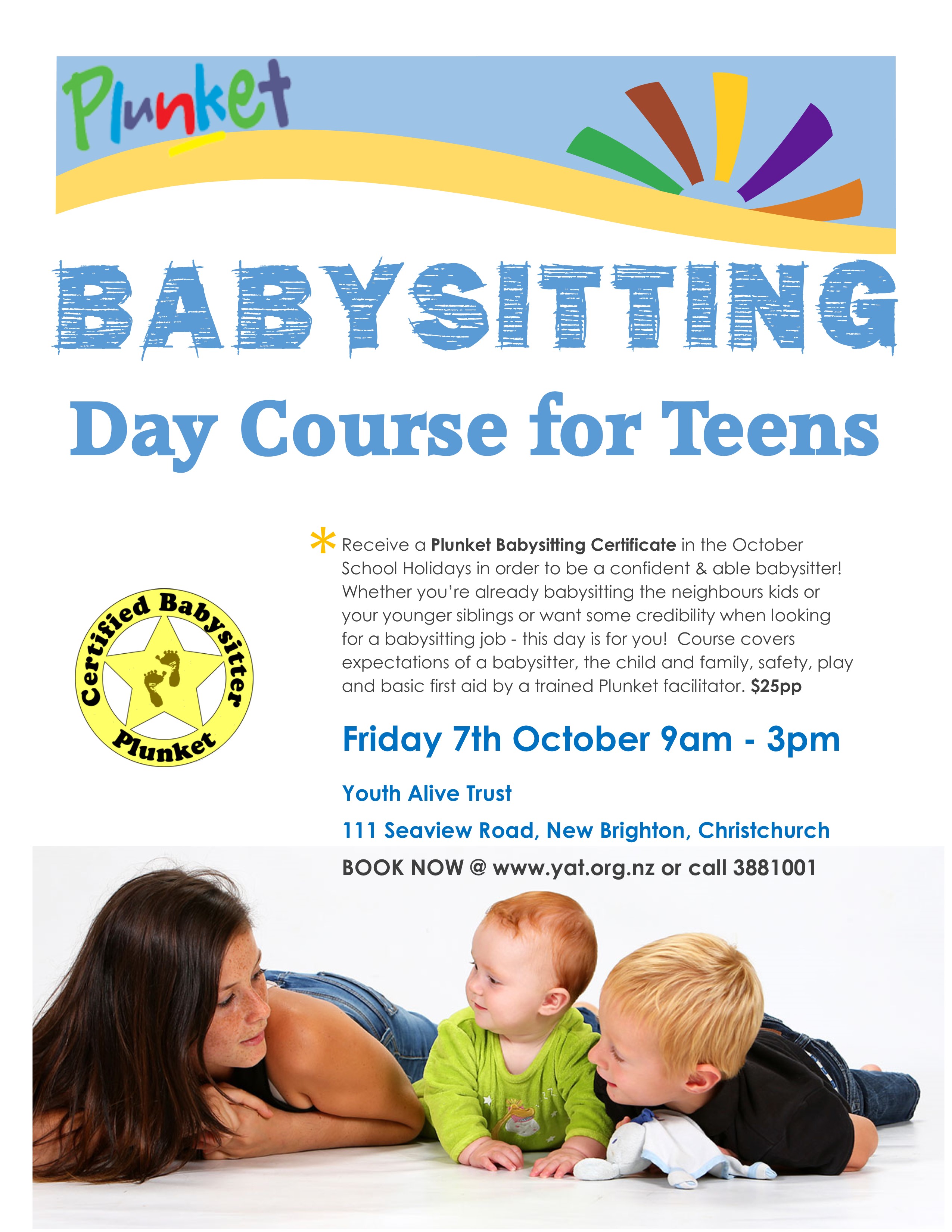 Plunket Babysitting Course for Teens Youth Alive Trust