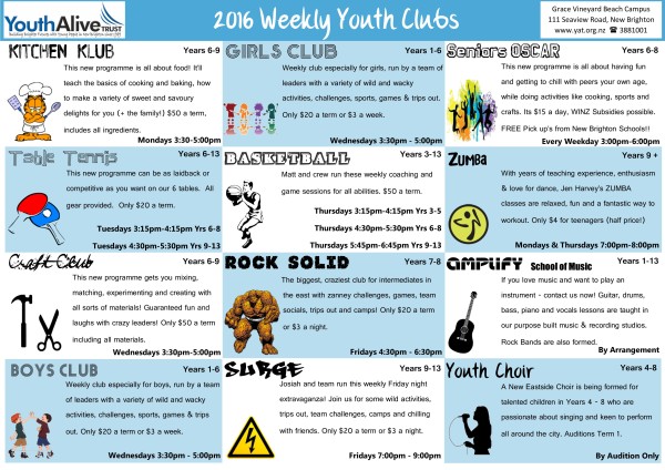 Youth Alive Trust Clubs 2016 Poster